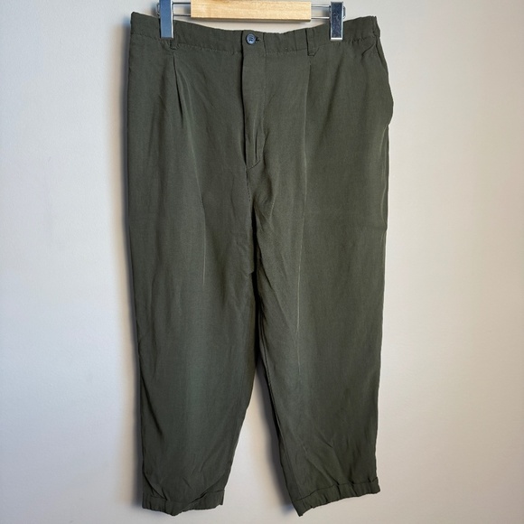 Zara Woman Lightweight Viscose X-Large Capris Army Green Comfort Waist Festival - Picture 1 of 14